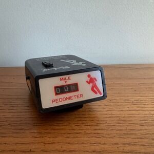 Markwort Walking Jogging‎ Pedometer Black Analog Step Counter Clip On Vintage